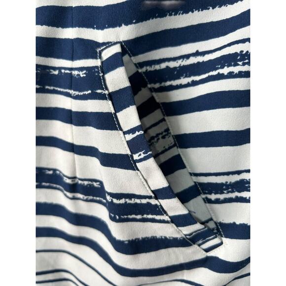 Cabi Dress Size M Navy Blue Nautical Striped Knot Mini Beachy Coastal Vacation - Picture 4 of 10